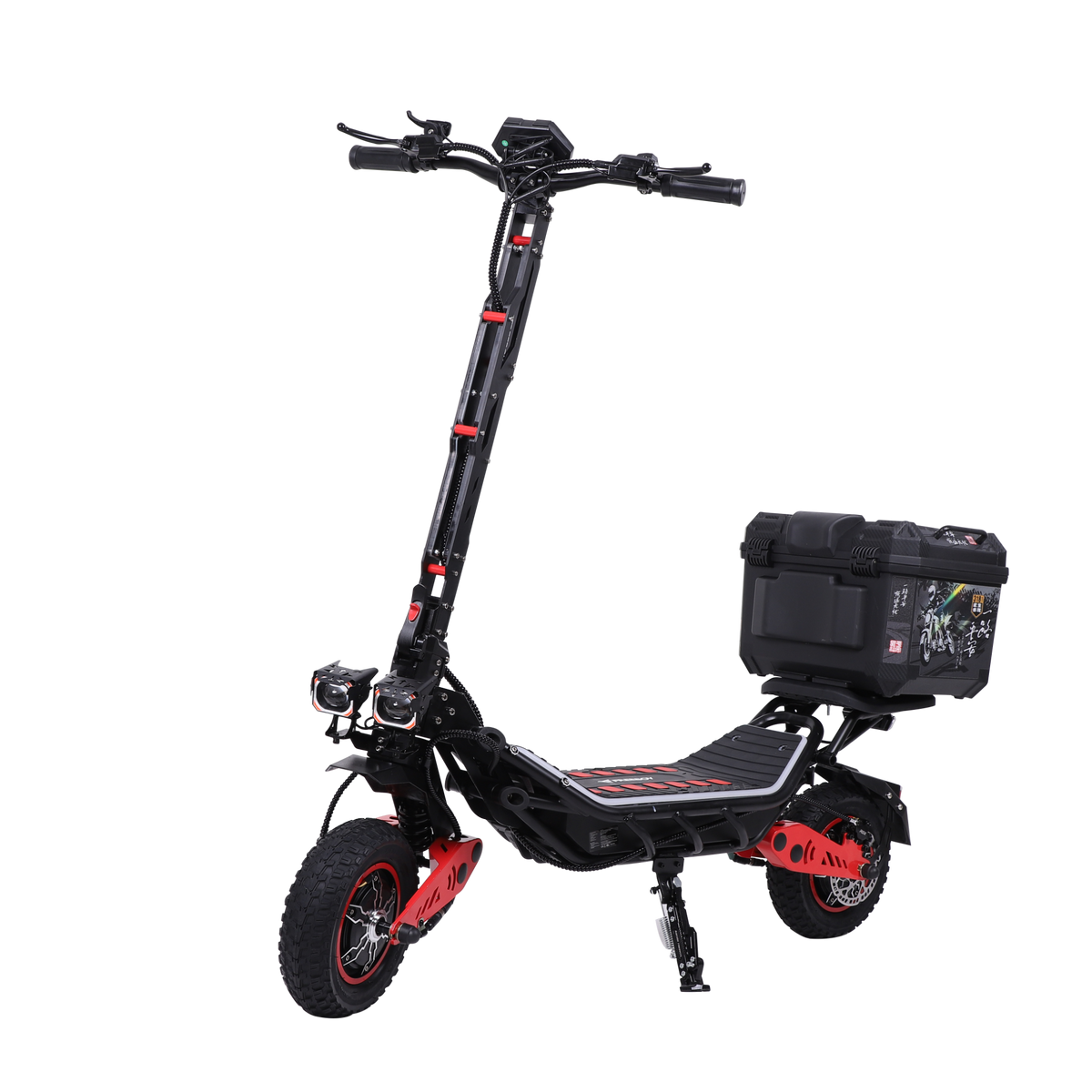 FREEBOY H10 electric scooter front three-quarter view with rear cargo box on white background