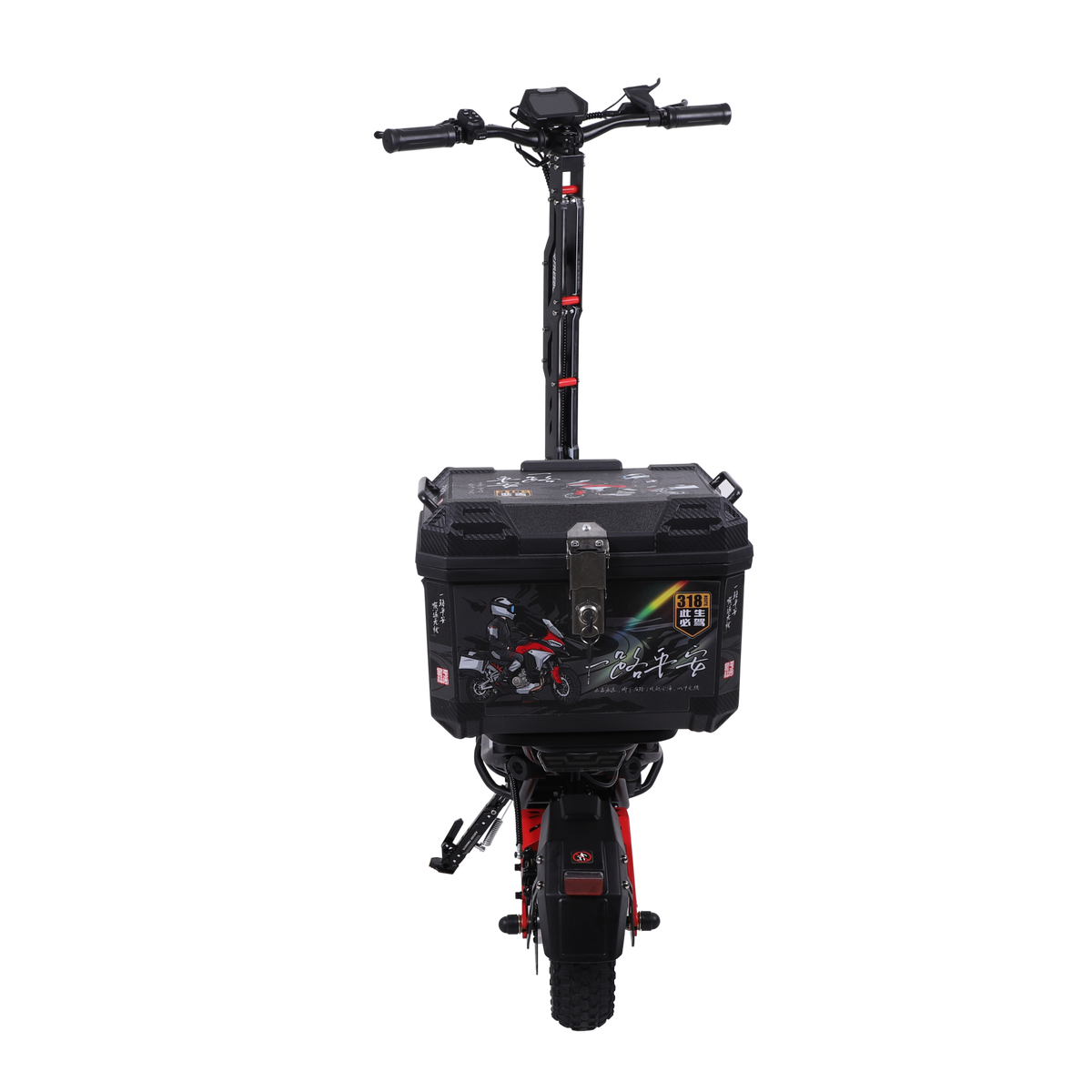 FREEBOY H10 electric scooter rear view with cargo box on white background