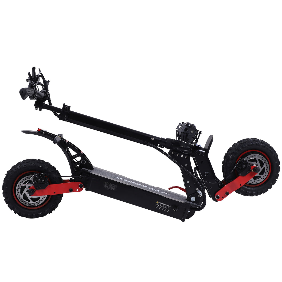 FREEBOY H6 electric scooter folded side view on white background