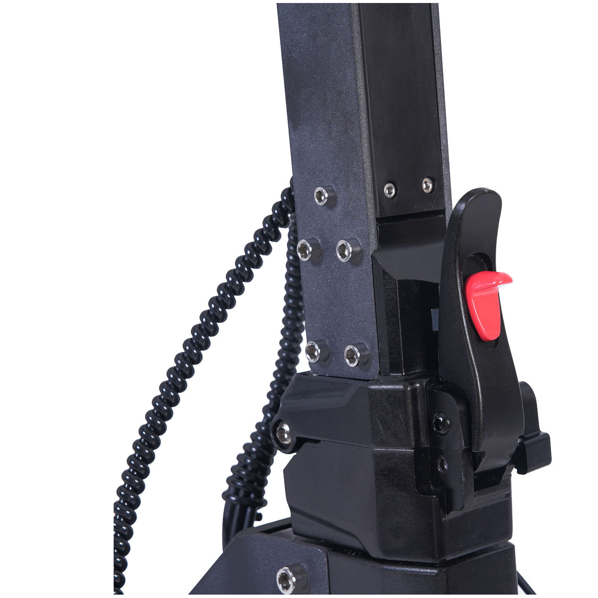 FREEBOY H8 black electric scooter folding mechanism detail on white background
