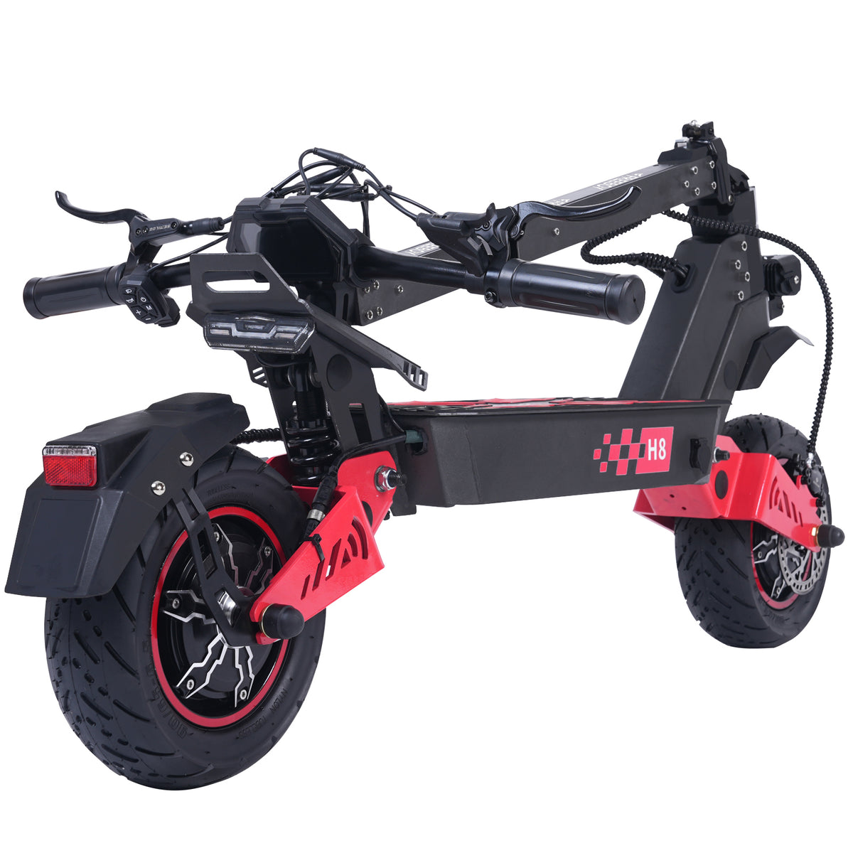 FREEBOY H8 black electric scooter folded three-quarter view on white background