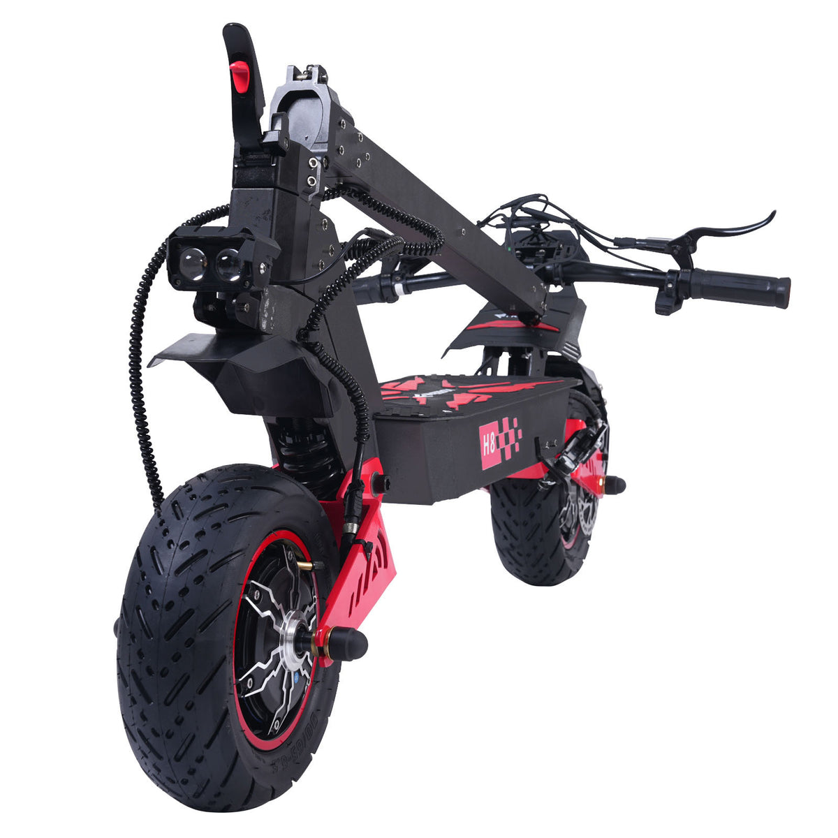 FREEBOY H8 black electric scooter front folded detail on white background