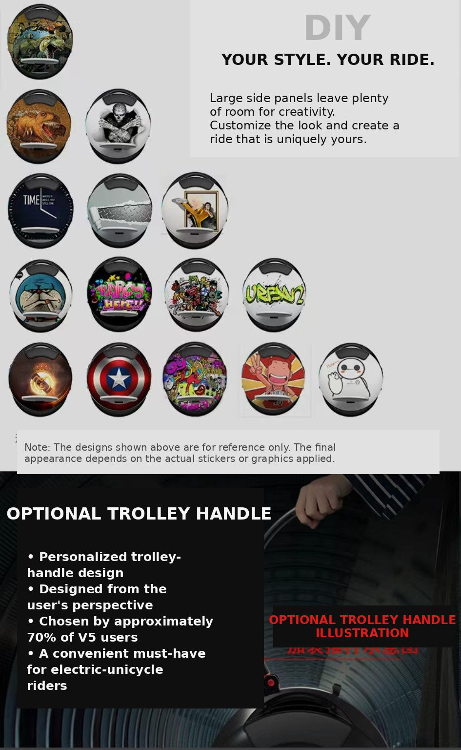 INMOTION V5 customisation and trolley handle