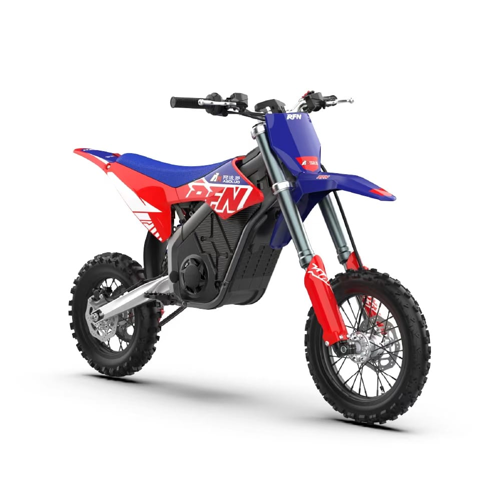 RFN Warrior Youth SX-E2 electric dirt bike front three-quarter view